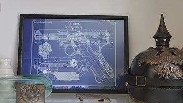 German Luger P08 Pistol PATENT PRINT - Militaria Collection by Trench Art Studio