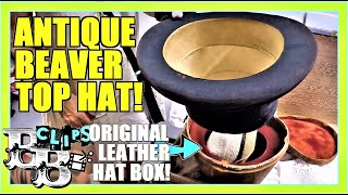 WE FOUND A 100 YEAR OLD ANTIQUE BEAVER PELT TOP HAT & THE ORIGINAL LEATHER BOX WITH OWNER'S NAME! 😲