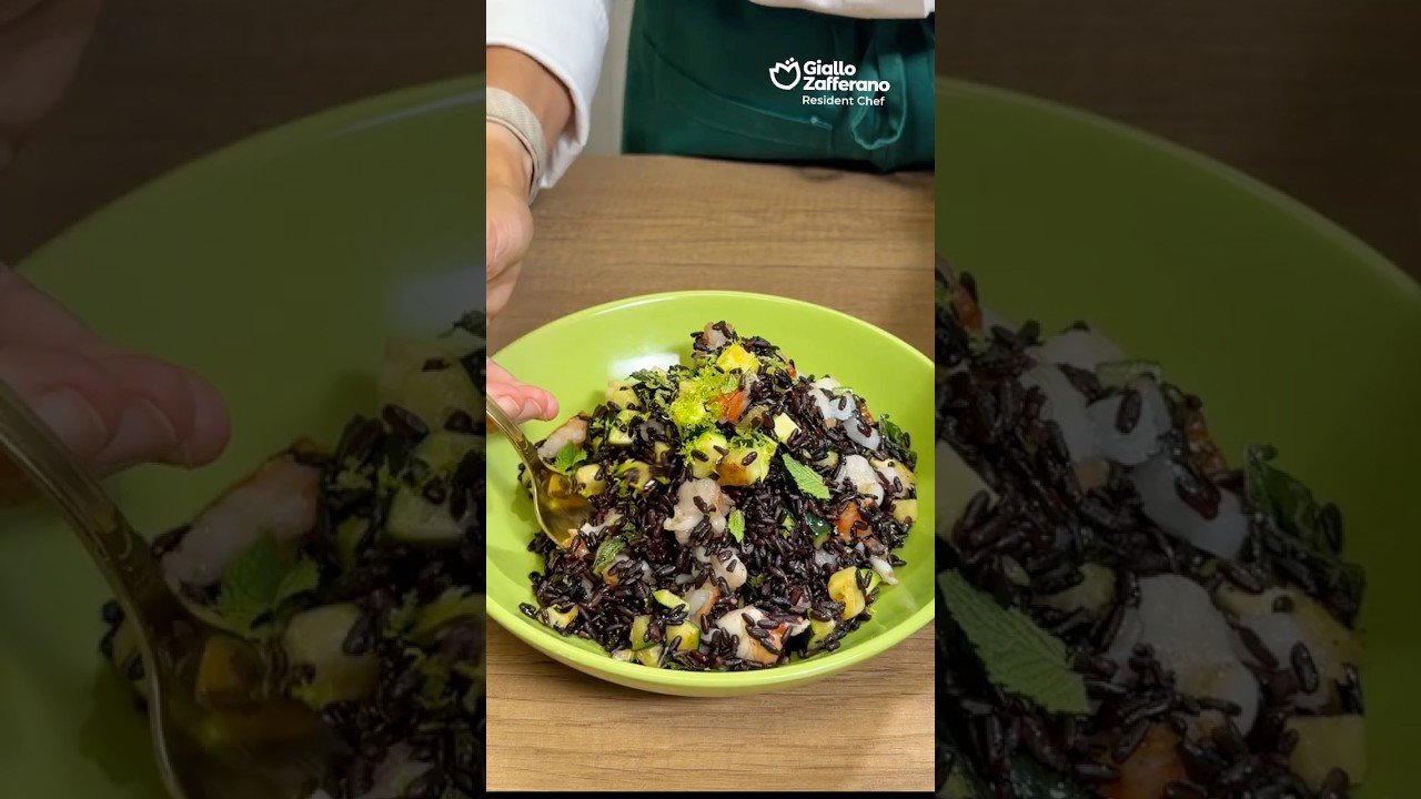 Black Rice with Shrimp, Zucchini and Mint