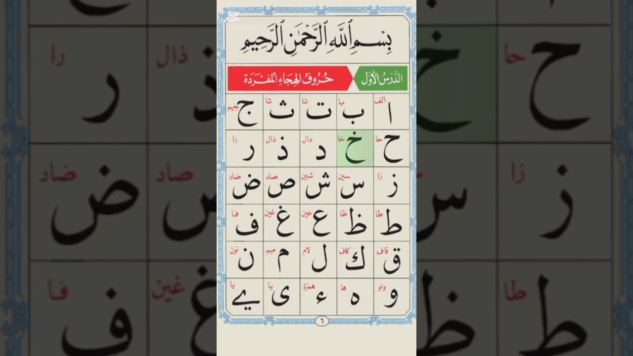 Alif Baa Taa Arabic Alphabets Qaida Noorania Lesson 1 Arabic Beginners Qur'an Abuu Nurein Abdulqadir