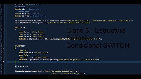 Tutoriales Java-Nv.1-Fundamento de programacion - Clase 3: Estructura Condicional SWITCH
