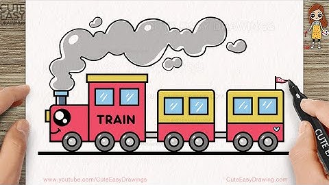 How to Draw a Cute Train Step by step Follow Along video for KIDS