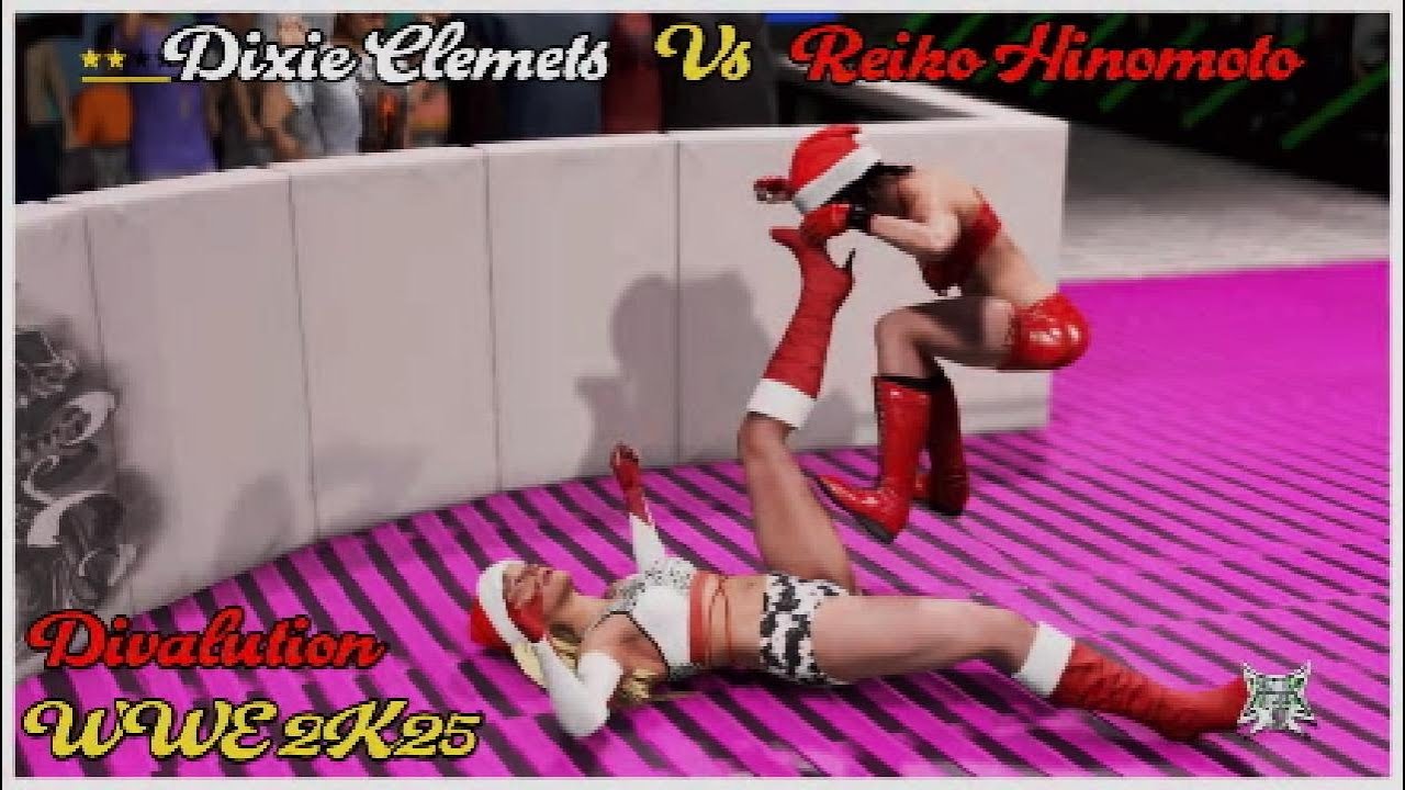 WWE 2K25 Dixie Clemets Vs Reiko Hinomoto - Festive Christmas Themed Match 