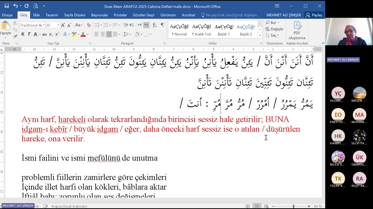 2025 ilitam Arapca Bir 8. hafta 2. ders