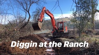 REROUTING A DITCH WITH KUBOTA KX0803 Excavator (STILL AT THE RANCH)