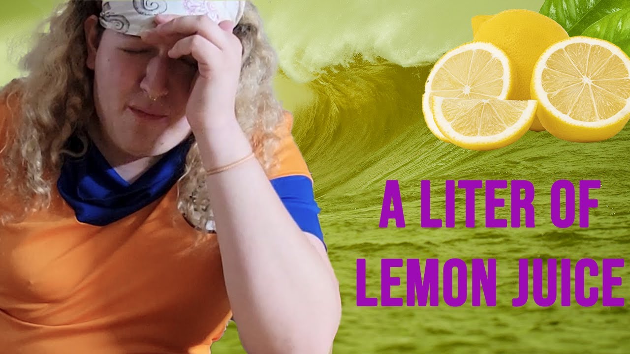Drinking a liter of lemon juice to beat the record!