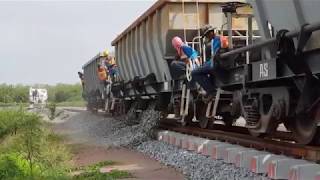 Feed ballast on track ,Railway construction