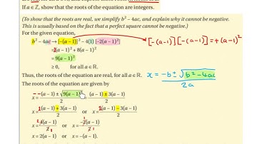 LC HL show that the roots of a quadratic are real