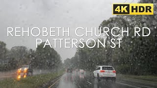 Rehobeth Church Rd to Patterson St Greensboro, North Carolina USA | Rainy Road Trip | 4K HDR