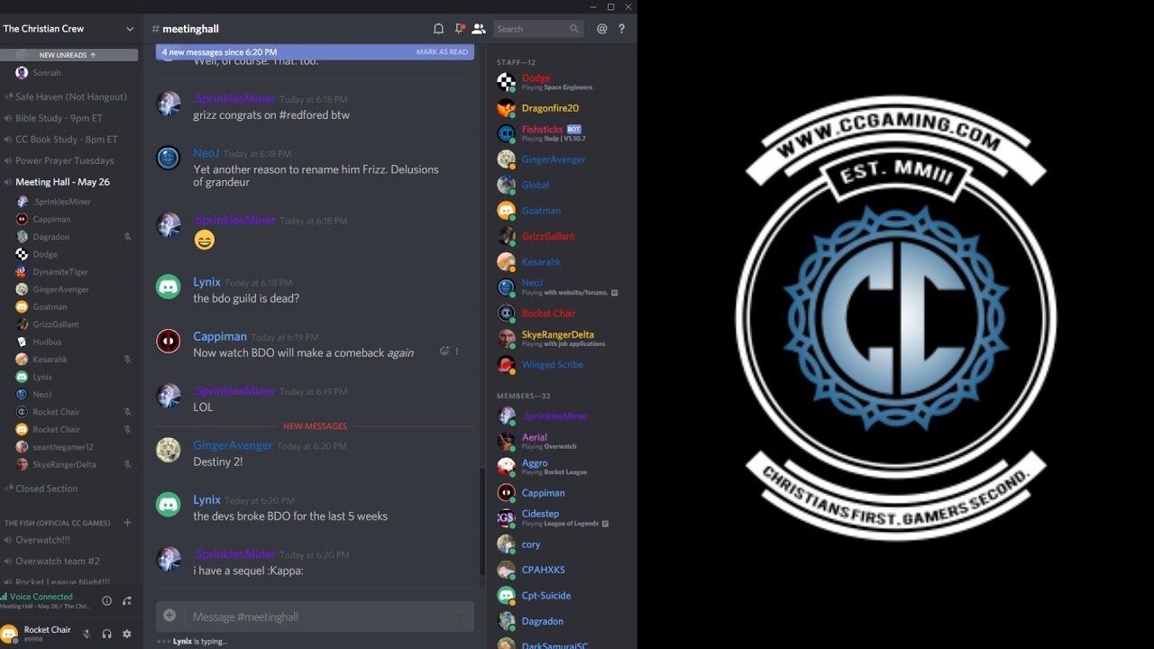 Christian Crew Gaming community meeting 5/26/2018 YouTube