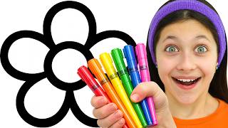 Angel is Painting Rainbow Flower | Best Learning Video for Toddlers Learn Colors