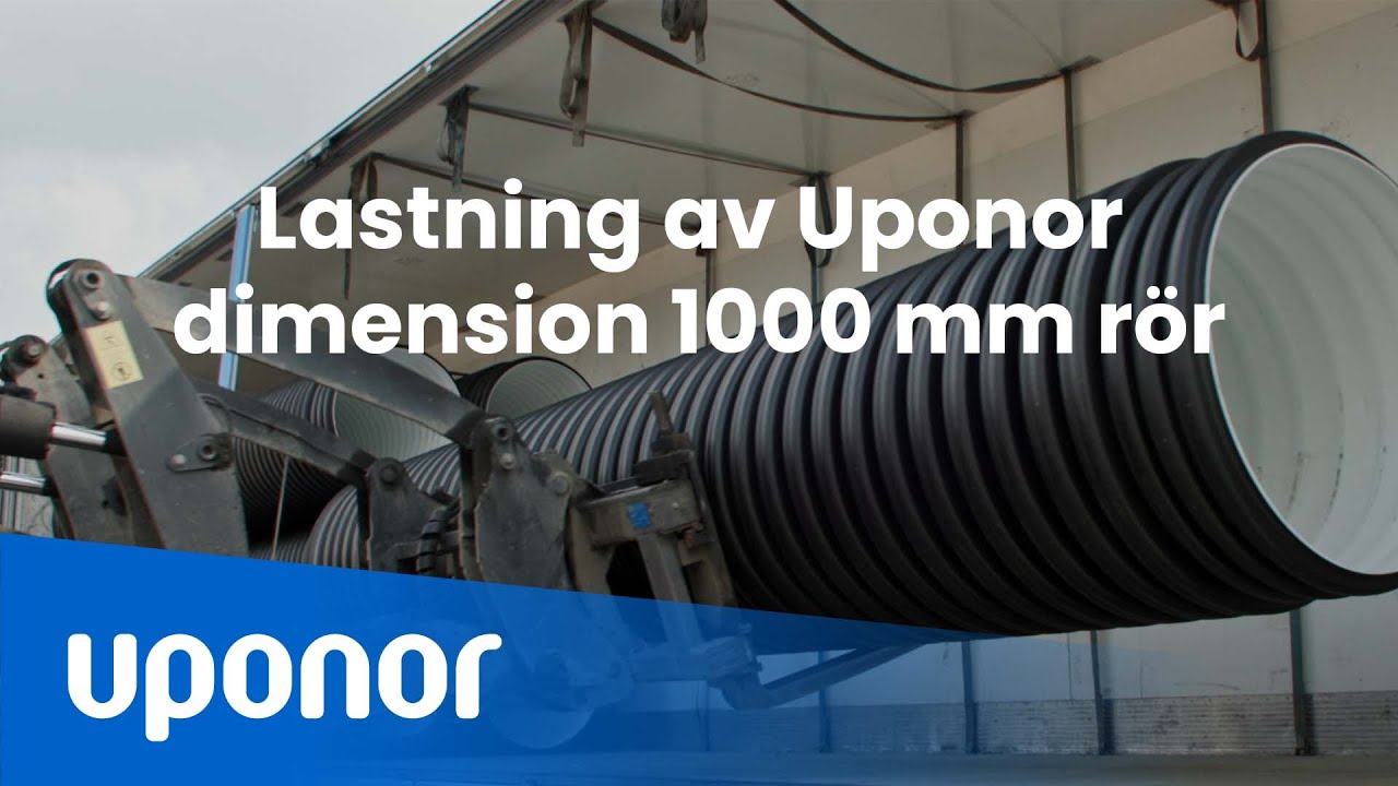 Uponor Infra visar lastning av dimension 1000 mm rör. - YouTube