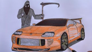 How To Draw Supra 🏴‍☠️Car Drawing | #supra#toyota #art_shivu #drawing