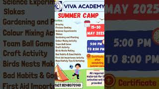 Viva Academy - Summer Camp ⛱️....Join Viva Academy's summer camp for exciting experience 🥳✨