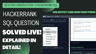 Hackerrank SQL Solved - WEATHER OBSERVATION 3| #learnsql  Queries| #hackerranksolutions #sqlqueries