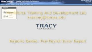 MyBerea Training: Reports Series: PrePayroll Error Report HD