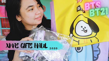 BTS and BT21 Xmas Gifts I received Haul | Line Friends Store | BTS fan made berets