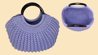 Easy Crochet Shell Bag, How to Crochet a Ribbed Bag, Basket Bag Tutorial, Easy and Beginner Friendly