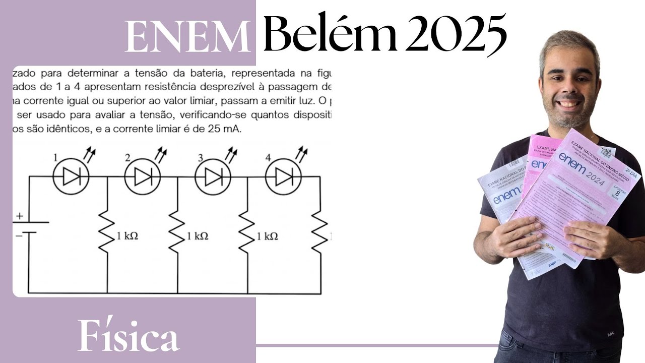ENEM BELÉM 2025 - Um circuito é utilizado para determinar a tensão da bateria representada na figura