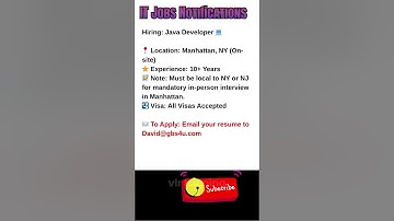 Senior Java Developer Job in Manhattan, NY Oct 17, 2025