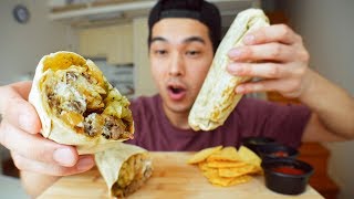 California Burritos(Steak, fries, guac, & more) - MUKBANG