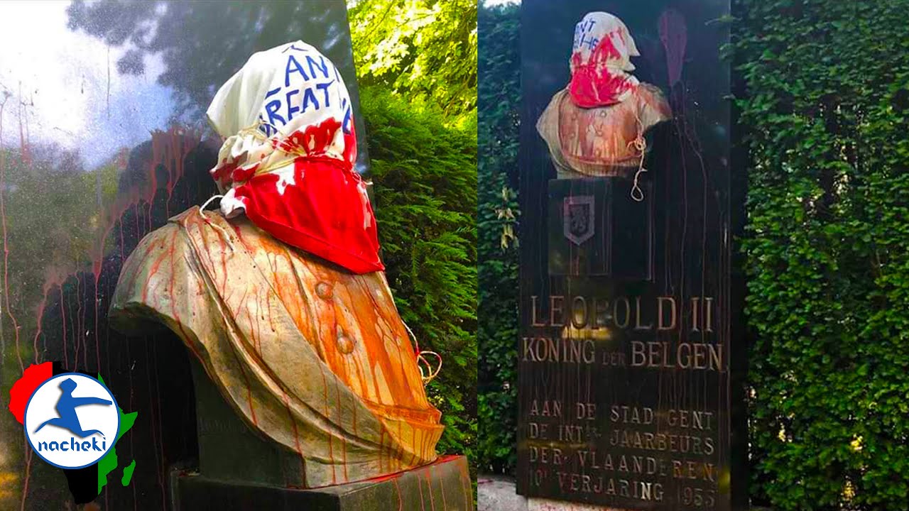 Bust of King Leopold II of Belgium Defaced During Antiracist Protests - YouTube