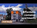 Stacked cargo containers in New Haven's "LEGO" apartments