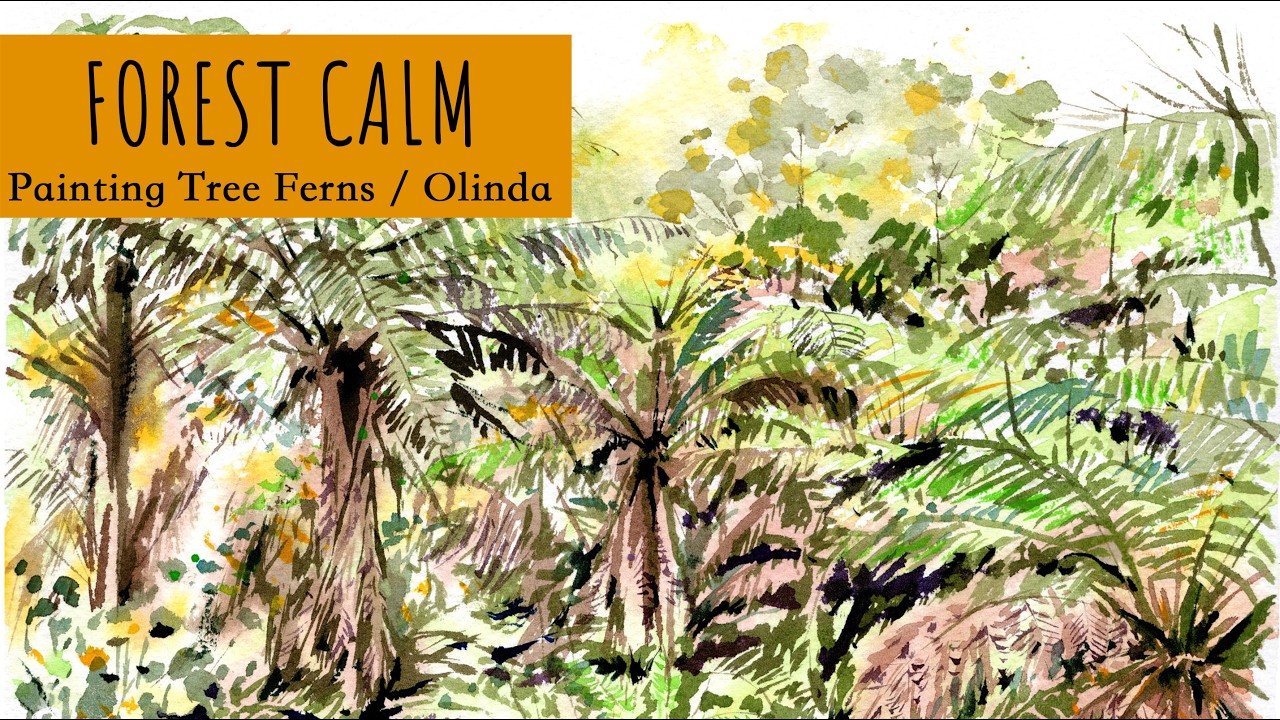 Painting the Ancient Spirit of Olinda 🌿 Tree Fern Watercolor | Paint with Me (No Talking, ASMR)