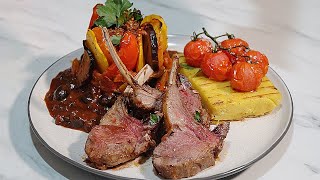 Lamb Chops Creamy Polenta Ratatouille Black Olive Red Wine Sauce Just a bit of fun in the kitchen