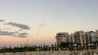 Iron Dome system fires interceptor missiles to counter Hamas rockets in Israel