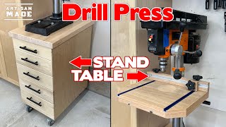 How To Make A Drill Press Stand and Drill Press Table / Mobile Tool Base / Tool Stand With Storage