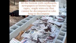 Cinder blocks raised bed/Making effective raised bed/Recycling Newspapers,  brown bags  & cardboards