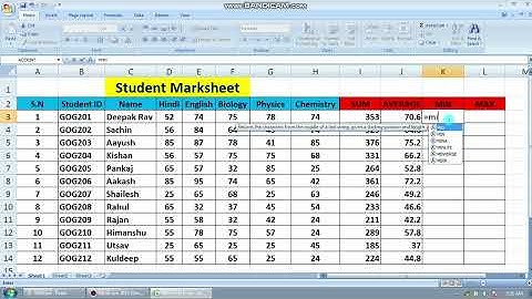 #Excel #Formula Sum, average,min, max# 