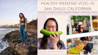 Healthy Weekend Vlog in San Diego | Farmers Market, Juicing, Lagree Pilates, Teach Yoga, Car Chat