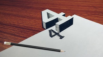 How to draw 3d floating number 4 easy step by step… 3d floating number 4 drawing easy