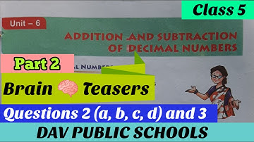 DAV class 5 maths chapter 6 brain 🧠 teasers