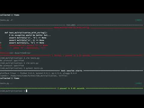 Writing a simple multiplication function using TDD (no talking)