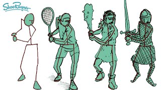 Draw action poses from simple stick figures - Here's how for all artists