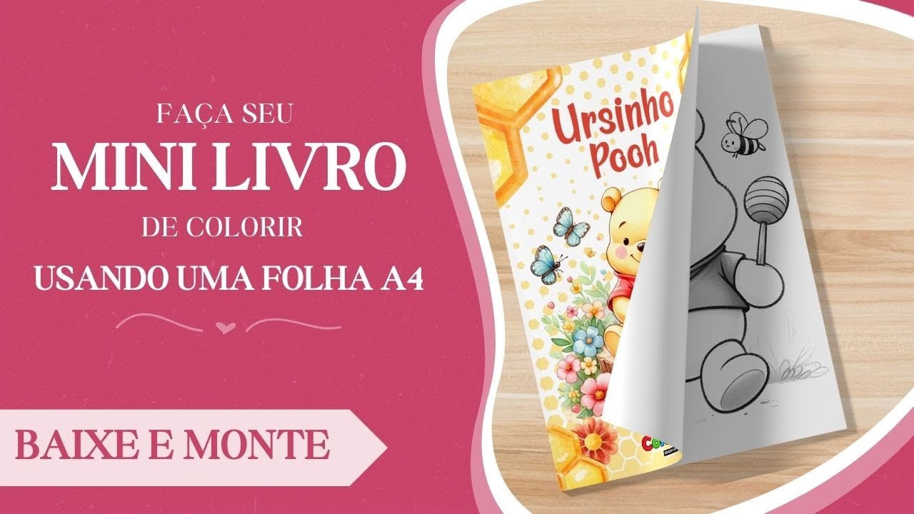 FAÇA SEU MINI LIVRO DE COLORIR USANDO UMA FOLHA A4 - MOLDE DISPONIVEL ...