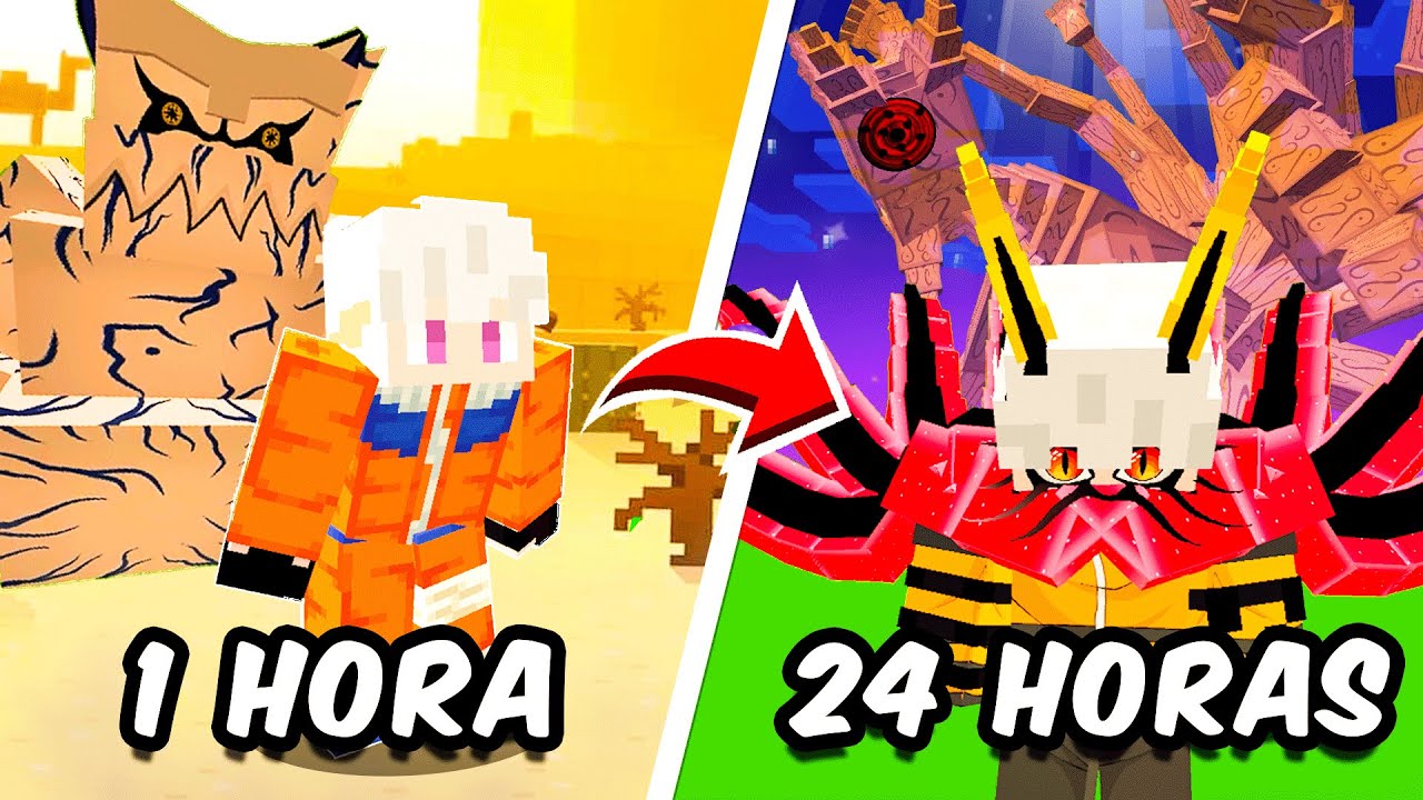SOBREVIVI 24 HORAS COMO NARUTO NO MINECRAFT ANIMES DARK
