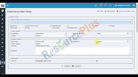 How to Create Service Desk Tickets Through ESS in ResourcePlus HRMS application?