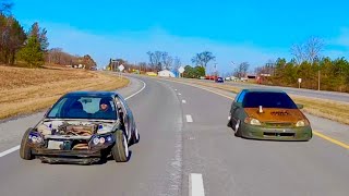 Abusing Stanced Civics, Jumping Tracks, Highway Rollers, 2-Step and Burnouts, Making a Youtube Video