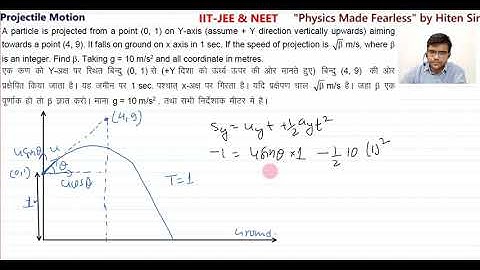A particle is projected from a point 0, 1 on Y axis assume + Y direction vertically upwards aiming