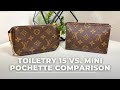 LOUIS VUITTON MINI POCHETTE & TOILETRY 15 COMPARISON; What Fits Inside? | Irene Simply