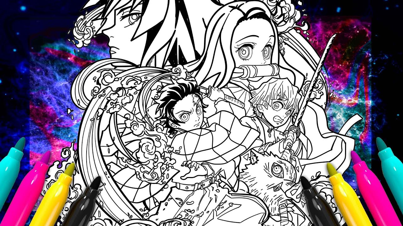 Anime Coloring Page Of Tanjiro And Nezuko (Demon Slayer)