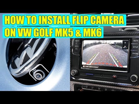 How to install flip emblem (badge) rear view camera for VW Golf Mk5, Mk6, Jetta in 27 steps