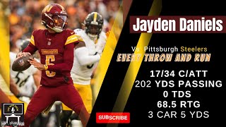 Jayden Daniels every throw and run  | Washington Commanders vs Pittsburgh Steelers  | week 10 |