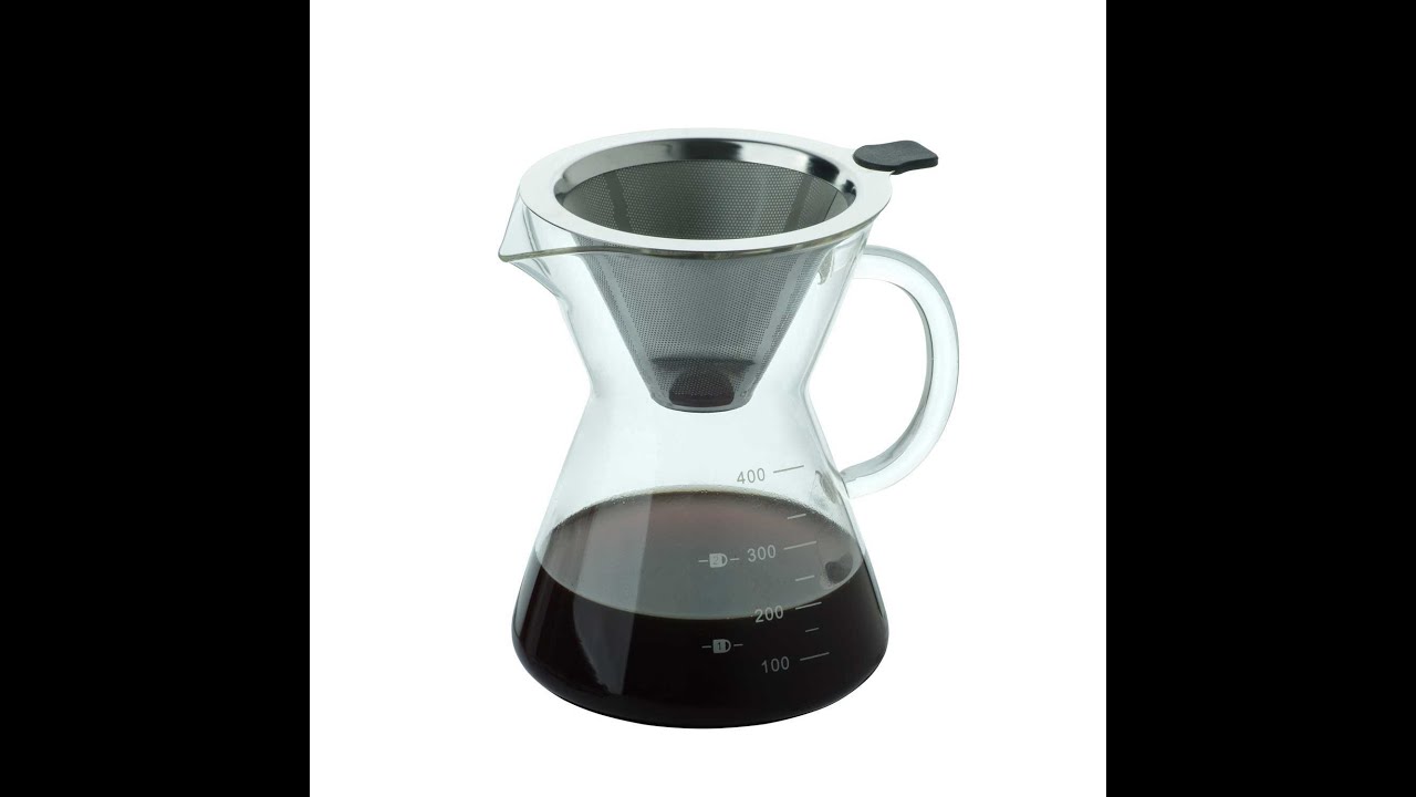 Pour Over Coffee Maker Stainless Steel Filter and Glass Coffee Dripper