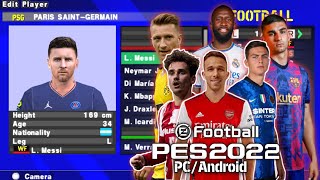 PES 2022 Android/PC New Latest Transfer Januari, Real Face & Tatto Best Graphics Camera PS5 Fixs