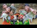 Turtle cooking eating delicious  primitive technology